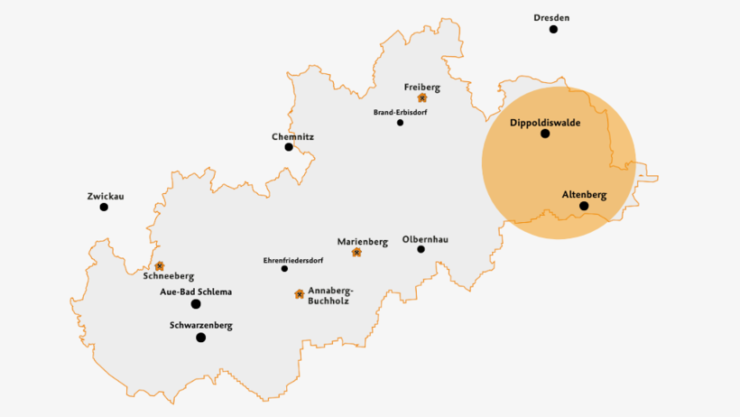 Karte Welterbe Erlebnisroute in Altenberg & Dippoldiswalde