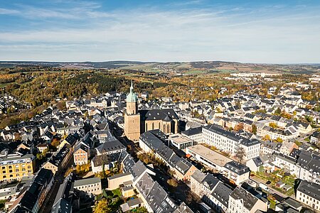 Blick auf die Altstadt von Annaberg-Buchholz