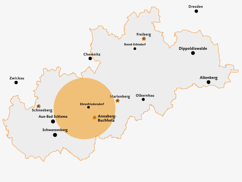 Karte Welterbe Erlebnisroute Annaberg-Buchholz & Ehrenfriedersdorf