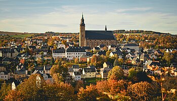 Blick auf die Bergstadt Schneeberg