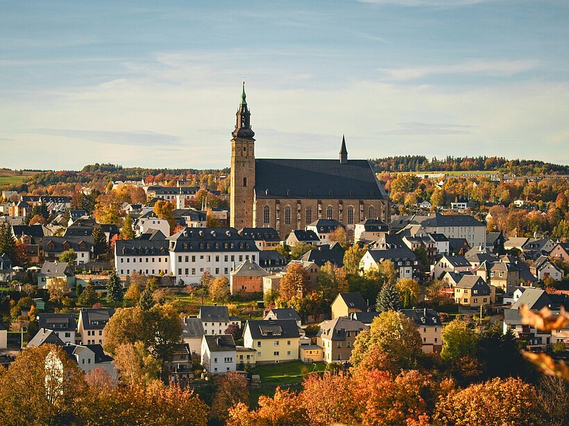 Blick auf die Bergstadt Schneeberg