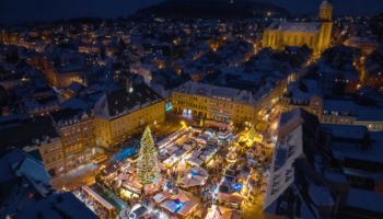 Annaberger Weihnachtsmarkt im Advent von oben