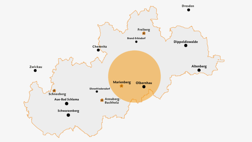 Karte Welterbe Erlebnisroute in Marienberg & Olbernhau