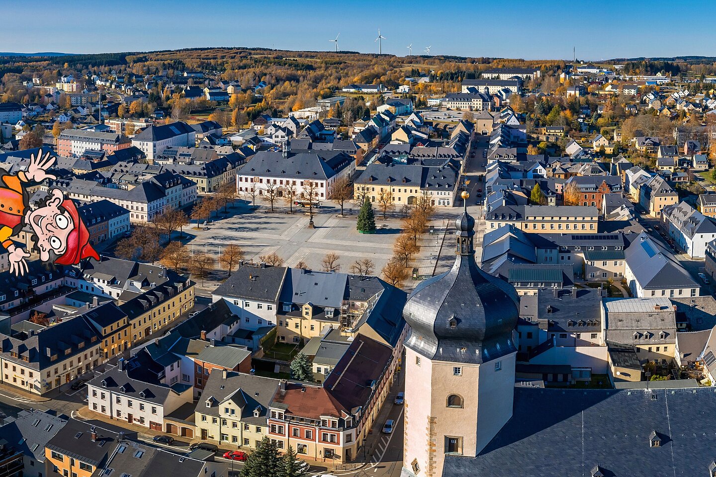 Tatock auf dem Marktplatz in Marienberg