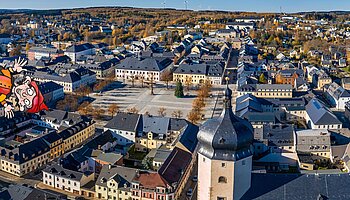 Tatock auf dem Marktplatz in Marienberg