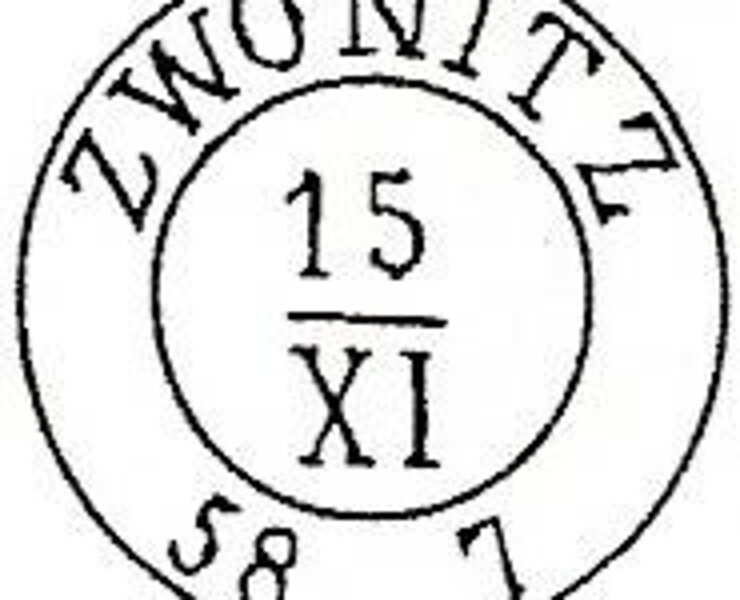 Zweikreisstempel 1858. (Stadt Zwönitz)