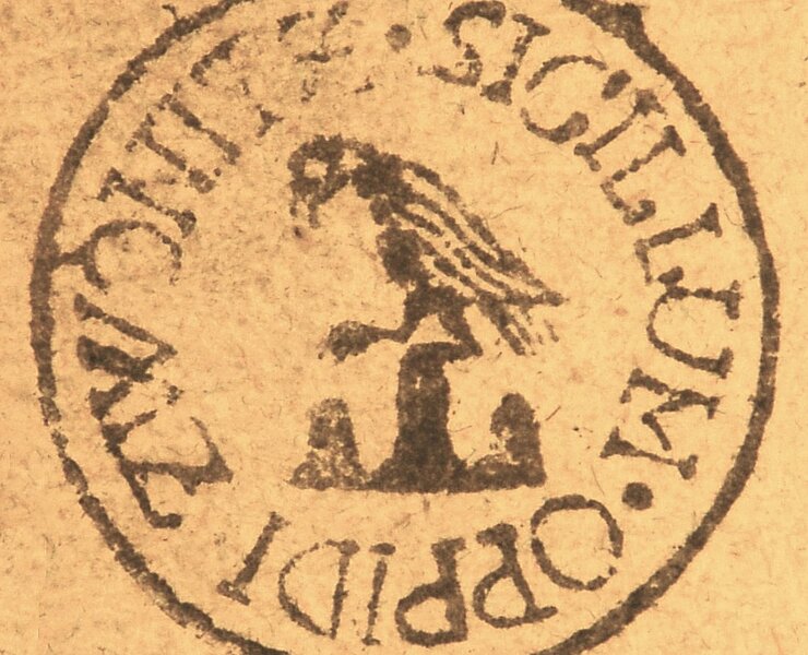 Abbildung eines Stadtsiegels um 1750 (Stadt Zwönitz)