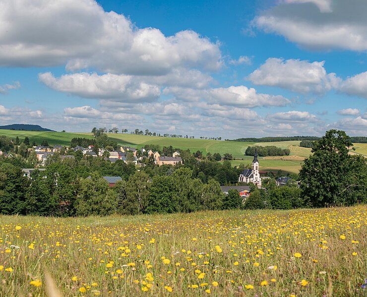 Blick über Sehma mit dem Scheibenberg im Hintergrund (Olaf Martin)