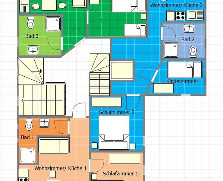 Grundriss alle Fewo Haupthaus Kammbaude ()