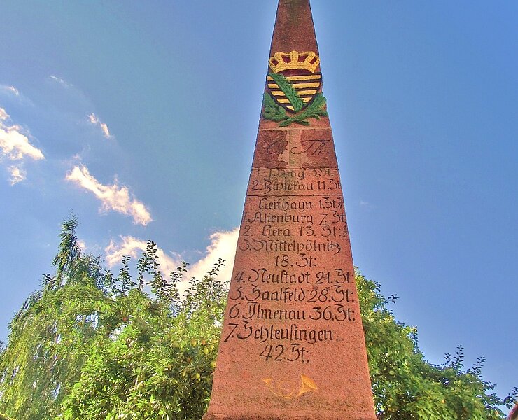 Postmeilensäule Rochlitz - Burgstraße - Detail (Gotthard Ladegast)