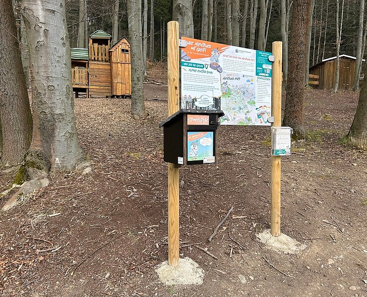 Stempelstelle "Eure Abenteuer mit Greifi" an der Alpine-Coaster-Bahn in Gelenau (Vanessa Schüppel)