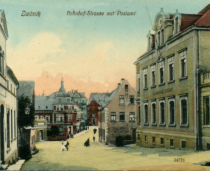 Postamt mit Blick Stadtmitte (Stadt Zwönitz)