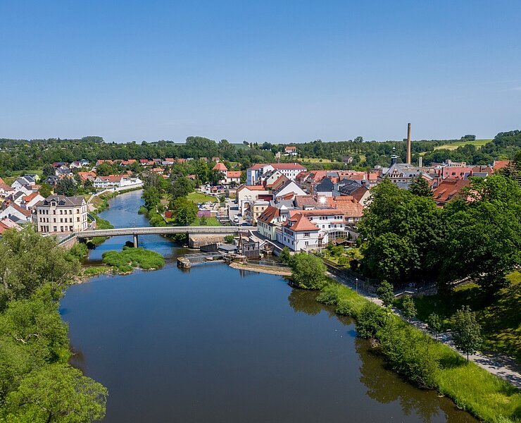 Luftbild Penig mit Muldenbrücke (BUR-Werbung)