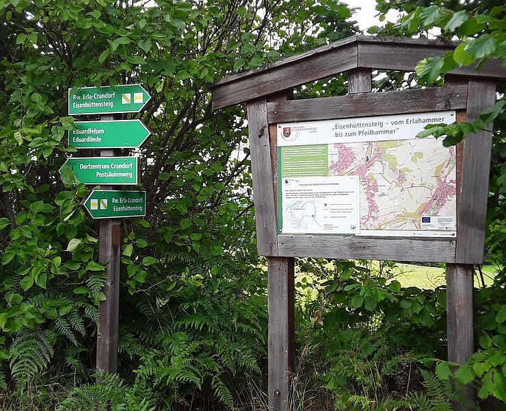 Übersichtstafel und Wegweiser am Rundwanderweg (Stadtverwaltung Schwarzenberg)