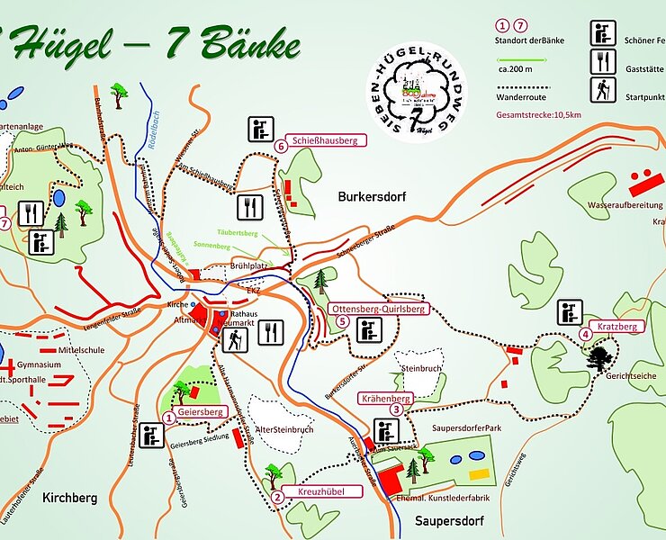 Wanderkarte 7 Hügel - 7 Bänke (Mandy Ehnert, Stadt Kirchberg)