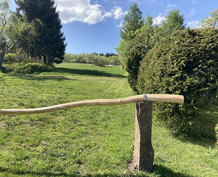 Blick auf Wiese hinter dem Haus (Ferienhaus Zirbenliebe - Beate Zier)