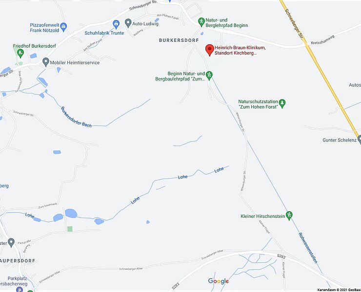 Karte Anfahrt Hoher Forst (Mandy Ehnert, Stadt Kirchberg)