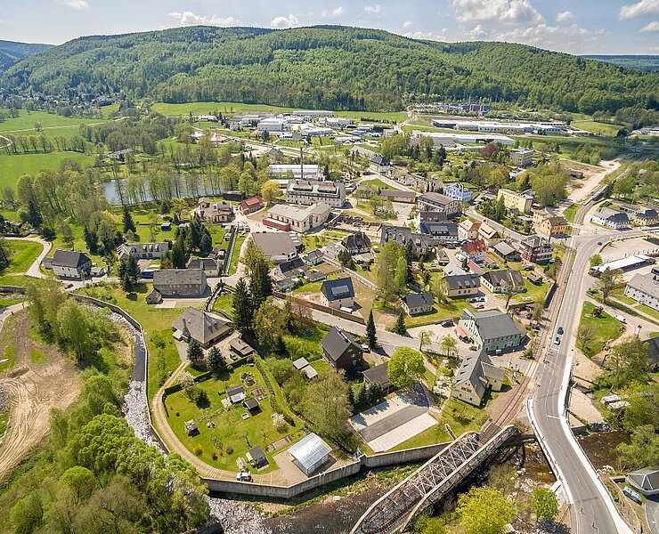 Blick auf Olbernhau-Grünthal und die Saigerhütte (Kristian Hahn)