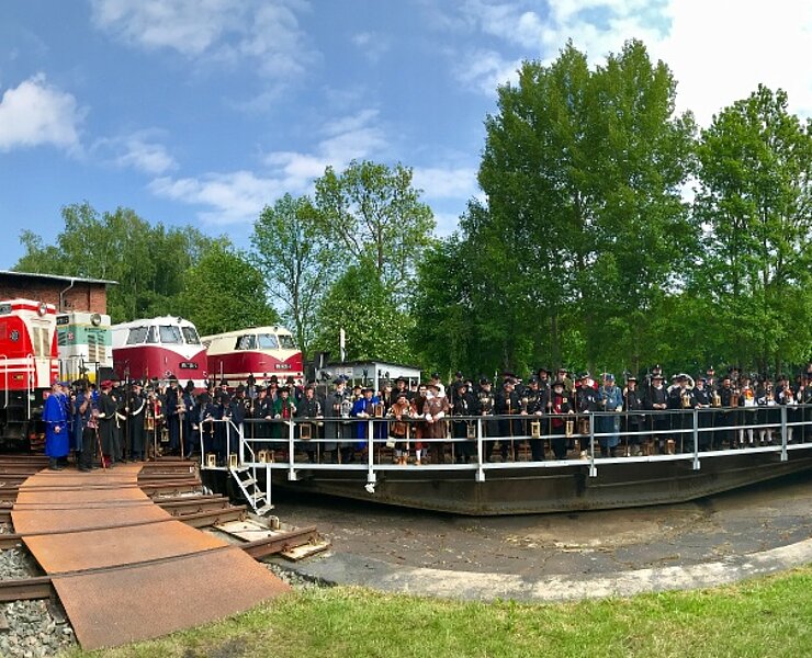Türmer und Nachtwächter zu Gast im Eisenbahnmuseum Schwarzenberg (Dirk Weißbach | Welterbe, touristische Kooperation und Infrastruktur)