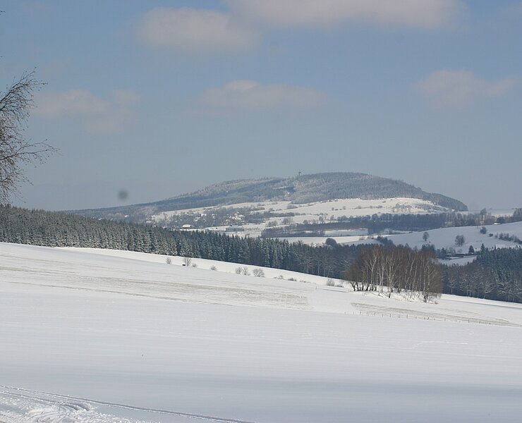 Blick zum Pöhlberg bei Annaberg-Buchholz (Gemeinde Sehmatal)