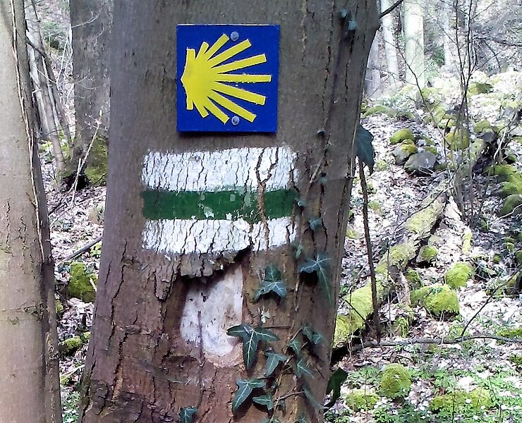 Markierung auf dem Sächsischen Jakobsweg (Birgit Knöbel)