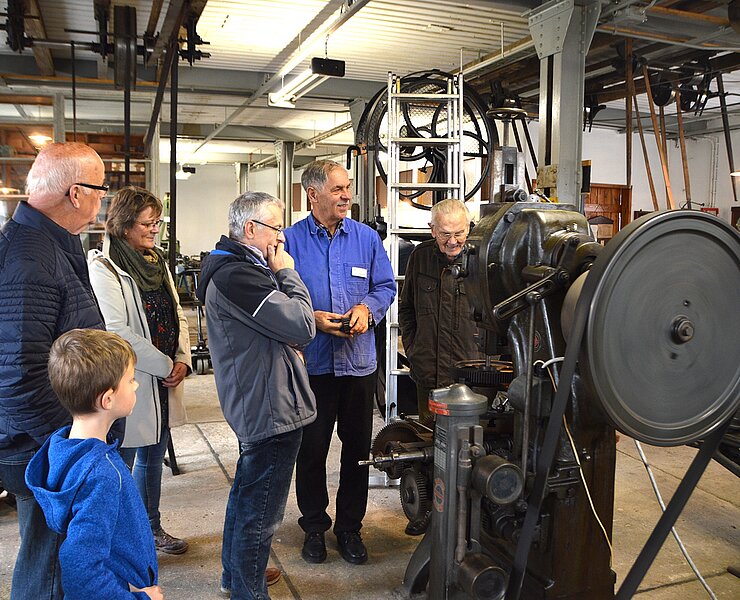 Der Historische Maschinenpark der Wittigfabrik zeigt vergangene Industriegeschichte mittels Transmission. (Böttcherfabrik)