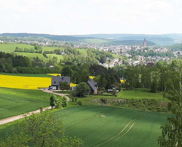 Blick auf Schneeberg - vorn die Fundgrube Sauschwart ()
