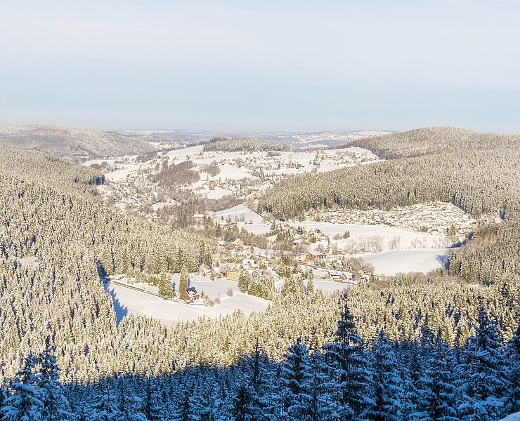 Blick vom Taubenfelsen auf Rittersgrün (Tobias Rudelt)