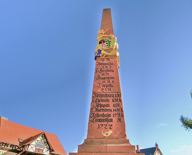 Postmeilensäule Rochlitz - Clemens-Pfau-Platz - Detail (Gotthard Ladegast)