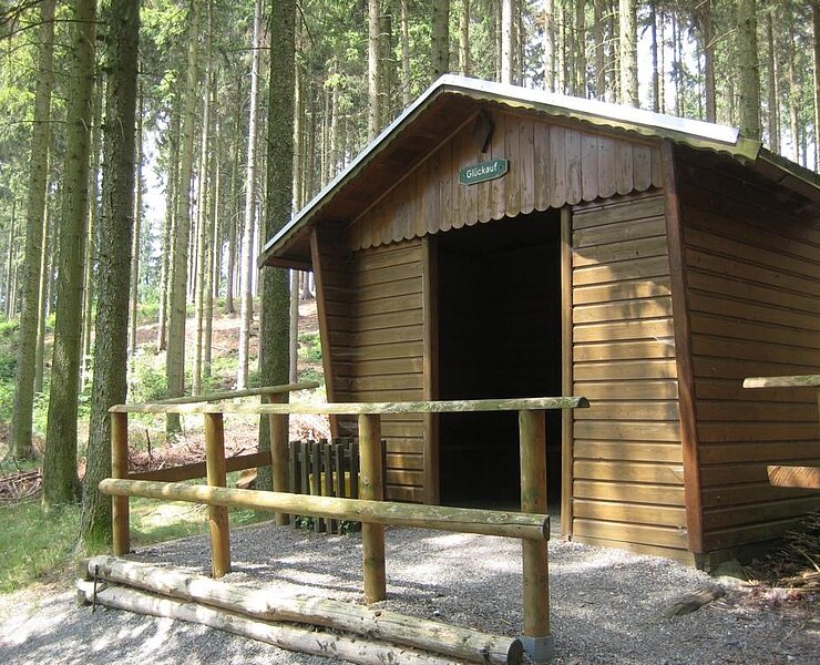 Schutzhütte Glückauf am Gornsdorfer Rundwanderweg (Corinna Bergelt)