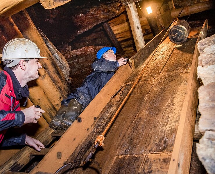 Radpumpe im Besucherbergwerk Zinngrube Ehrenfriedersdorf (Désirée Scheffel)