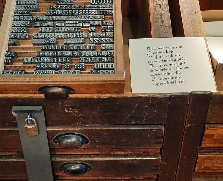 Setzkasten in der Historischen Druckerei (Stadt Oederan)