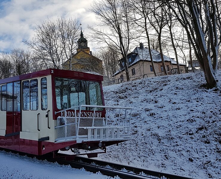 Drahtseilbahn Augustusburg Bergstation im Winter (Doreen Fiebig)