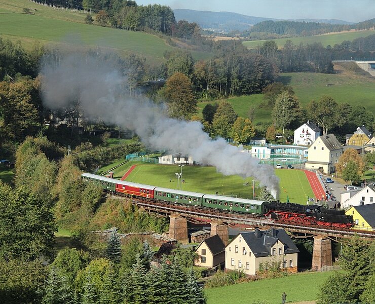 Dampfzug Erzgebirgische Aussichtsbahn EAB in Markersbach (Danilo Grund)