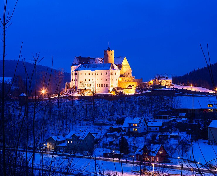 Burg Scharfenstein im Winter am Abend (Sylvio Dittrich)