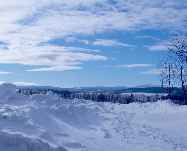 Winter am Firstenweg, Blick zum Bärenstein und Fichtelberg (YR)