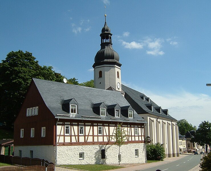 Schönheide im Erzgebirge in Sachsen, Germany - Kirche von 1773 und Bürstenmuseum ()