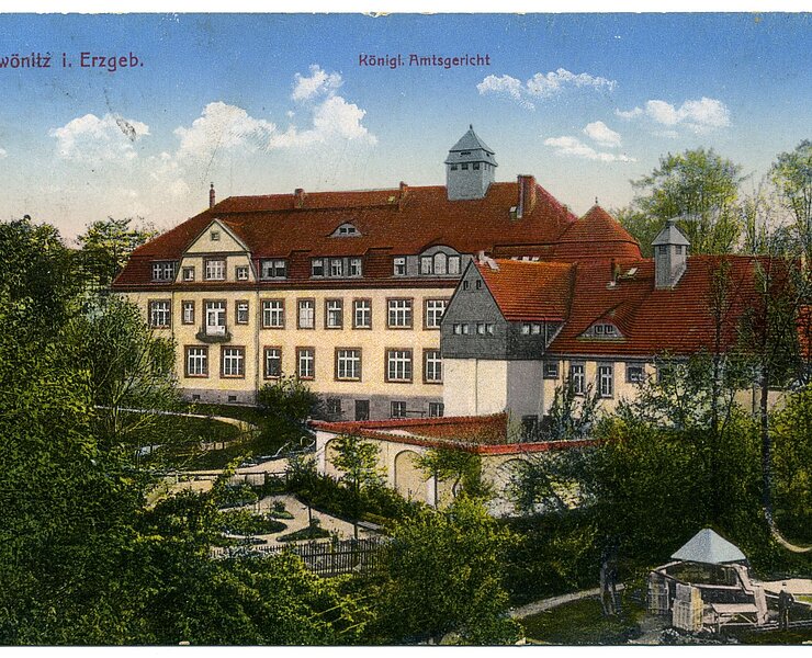 Amtsgericht Zwönitz, Ansicht von der Grünhainer Straße (Stadt Zwönitz)